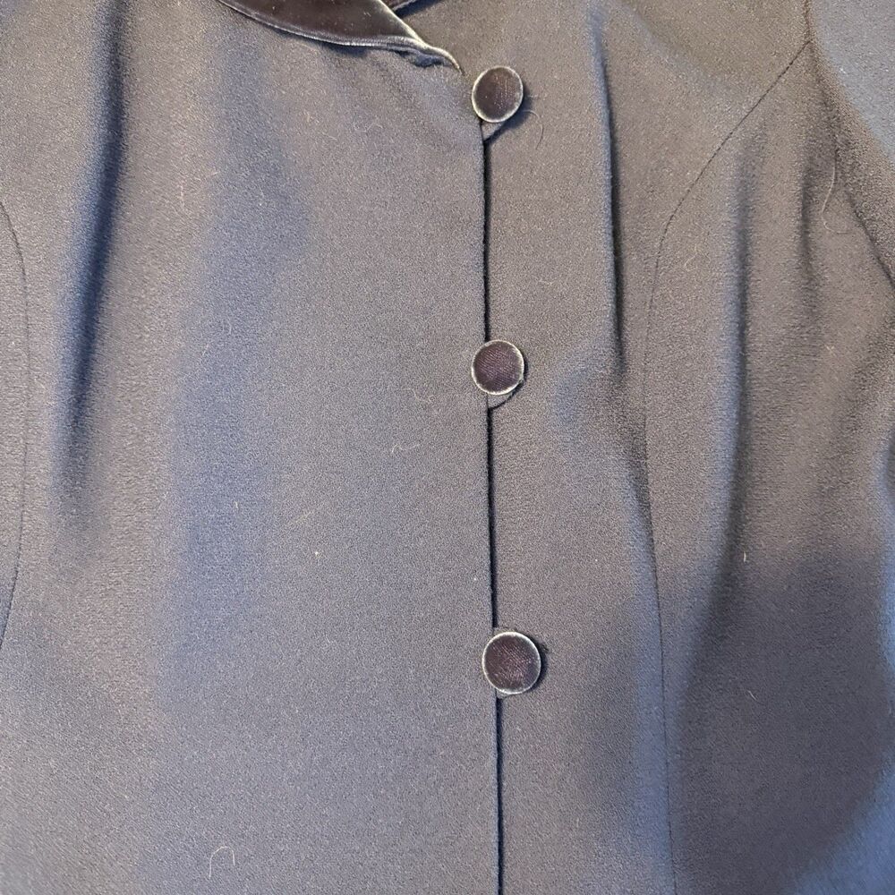 NWT Vintage 90s Talbots Navy Wool Dress With Velvet Collar & Buttons Size 14 - Picture 3 of 16